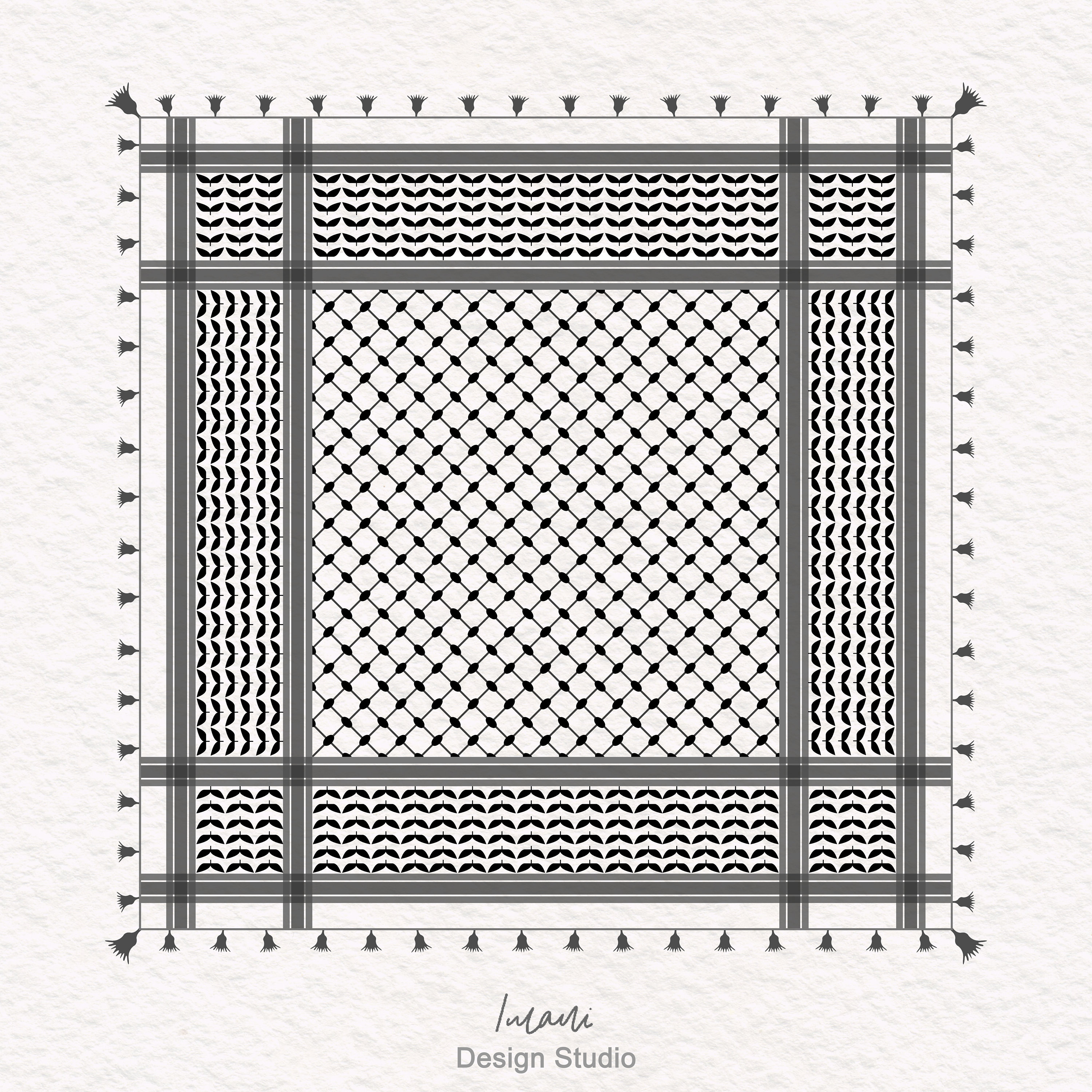 Palestinian Keffiyeh Scarf Pattern Digital Download Black and White ...