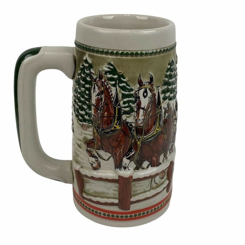 Vintage Ceramarte Budweiser Beer Stein Christmas Clydesdales Etsy