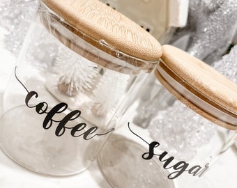 Custom Glass Jars, Dog Treat Jar, Personalized Jars, Coffee Sugar Jars, Custom Labels, Kitchen Organization, Pantry Labels, Gift for Mom