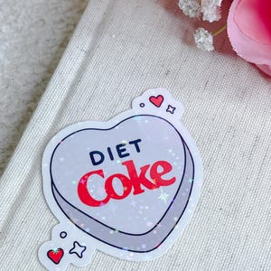 Candy Heart Diet Coke Sticker - Holographic Sticker - Kindle Girly Sticker - Laptop Sticker - Diet Coke Gift - Soda Sticker