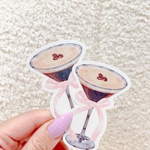 Coquette Espresso Martini Bow Sticker - Cute Sticker -  Coffee Lover Gift - Bachelorette Party Favor - Girly Sticker