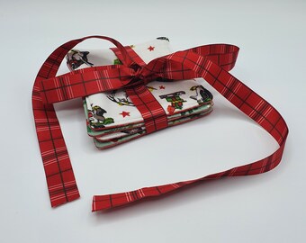 Posavasos de tela hechos a mano - Juego de 4 posavasos navideños