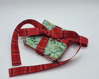 Posavasos de tela hechos a mano - Juego de 4 posavasos navideños