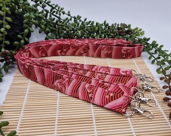 Handmade Red Surf Lanyard: Ocean Wave ID Badge Holder