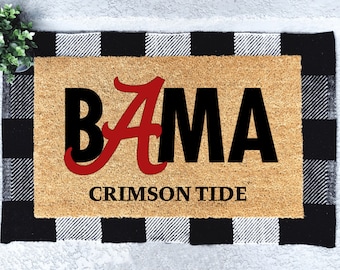 Paillasson Crimson Tide en fibre de coco de l'Alabama, tapis de bienvenue pour football universitaire