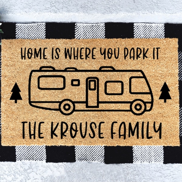 Camping Gift | Camping Welcome Mat | Custom Door Mat | Personalized Doormat | Camper Decor | Camper Doormat | Happy Camper | Cute | Family