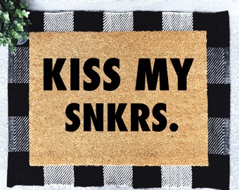 Kiss My Airs Doormat, Sneaker Head, Welcome Mat, Custom Doormat