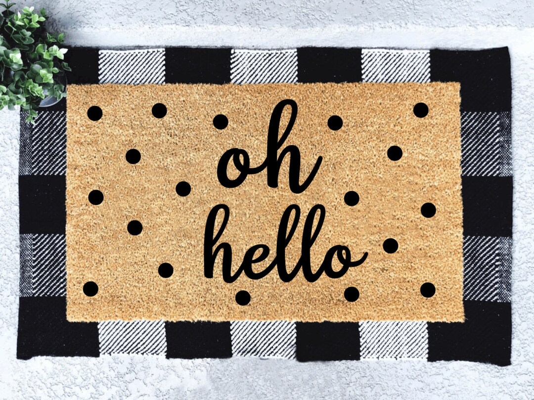 Hello Cursive Script Door Mat Custom Doormat Mat Door Mat