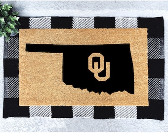 Oklahoma Sooners Coir Doormat, Football Fan Decor