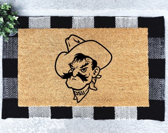 Paillasson en fibre de coco des Cowboys de l'État de l'Oklahoma, tapis de bienvenue pour football