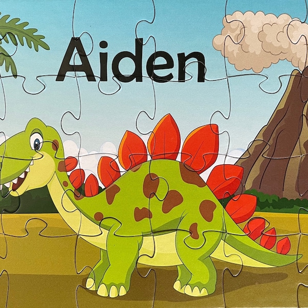 Personalized Dinosaur Puzzle for Kids, 24-Piece or 60-Piece Puzzles, Great Birthday Gift or Holiday Gift for Boys and Girls