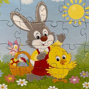 Bunny and Friend Jigsaw Puzzle for Kids, 24 Piece and 60 Piece Puzzle, Great Easter Gift for Boys and Girls