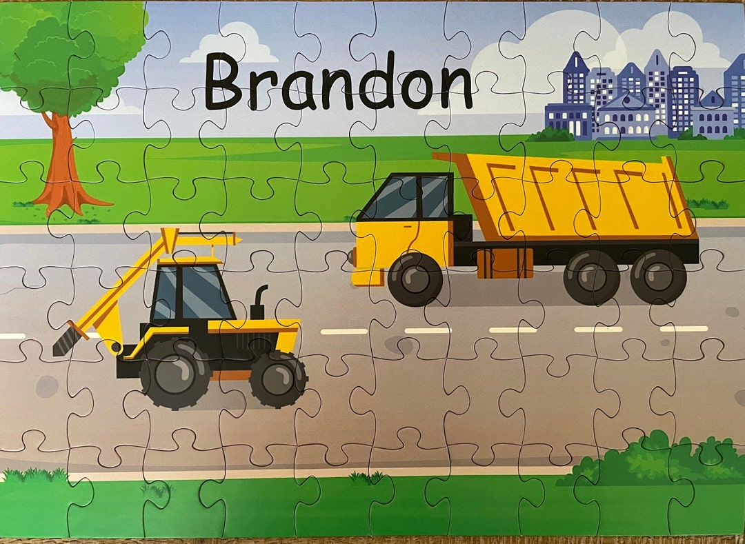 Personalized Truck and Tractor Jigsaw Puzzle for Kids Etsy
