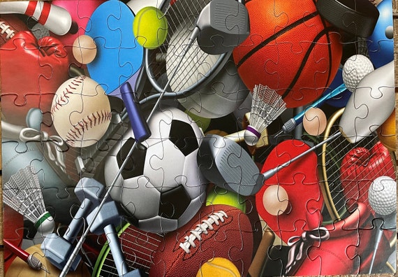 60-piece Sports Puzzle Football, Basketball, Baseball, Soccer, Badminton,  Golf and Bowling 