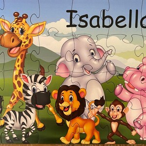 Personalized Jungle Animals Jigsaw Puzzle for Kids - 24-Piece or 60-Piece Puzzle, Great Birthday Gift or Holiday Gift for Boys and Girls