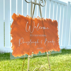 Hochzeit Willkommensschild, Klares Acryl-Hochzeitsschild, modernes Hochzeitsdekor, Willkommen zu unserem Hochzeitsschild, bemalt, gebürstet, personalisiert