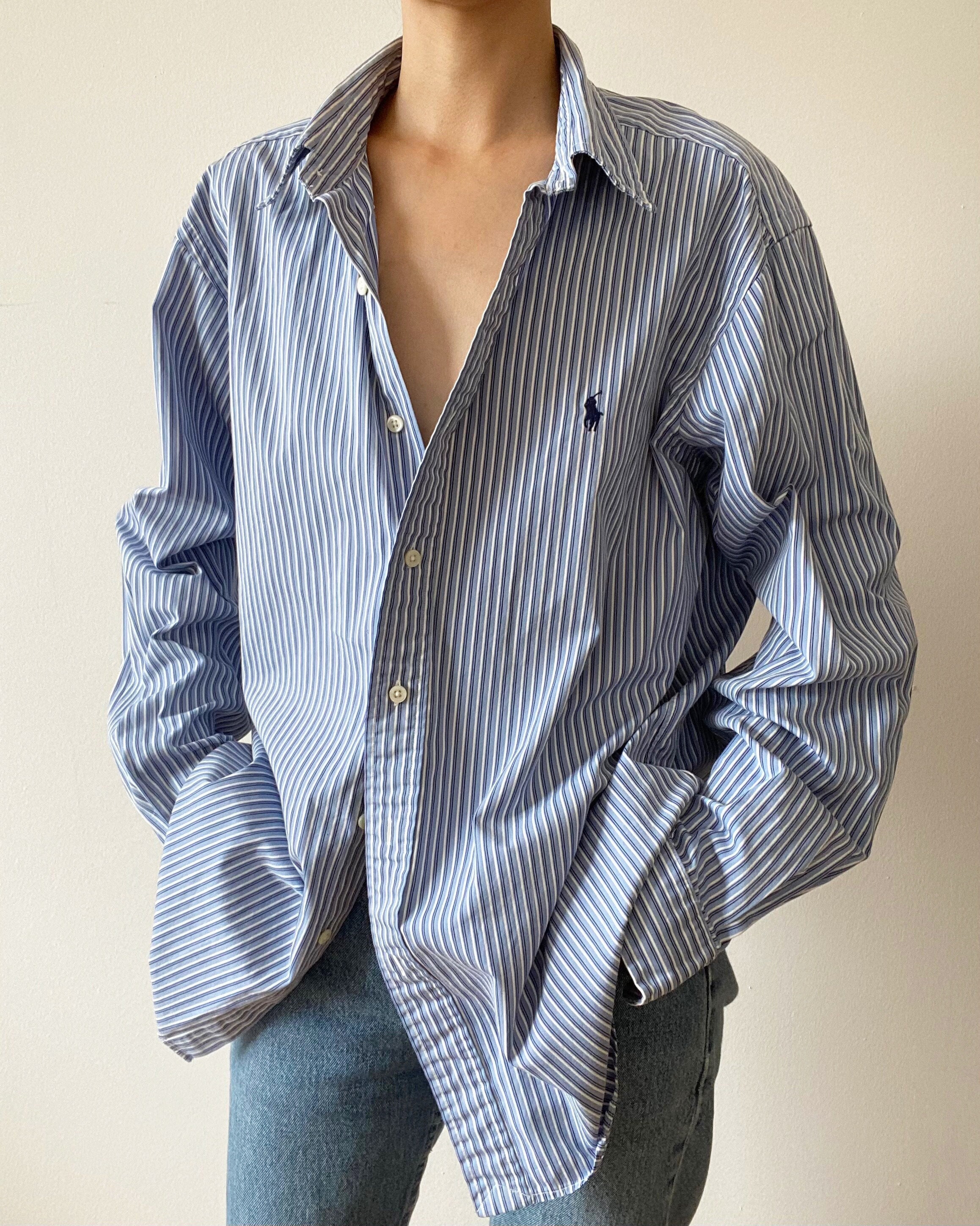 ralph lauren blue striped shirt ladies