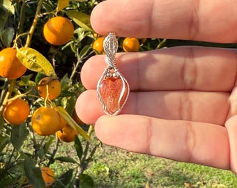 Mini Sunstone Heart Pendant