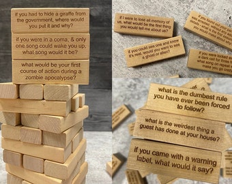 IceBreaker Questions Tumbling Tower Game™ - Family Party Game - Get To Know You Questions - Dinner Party Game - Conversation Starter - Fun