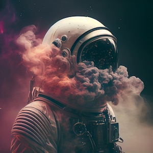 Digital Astronaut Smokeshow -  Wall Art Space Canvas - Gift for Him Gift for Her - Bar Art - Retro Wall Décor - Space Art Stoner Art  Smoker