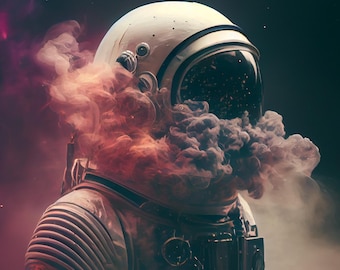 Digital Astronaut Smokeshow -  Wall Art Space Canvas - Gift for Him Gift for Her - Bar Art - Retro Wall Décor - Space Art Stoner Art  Smoker