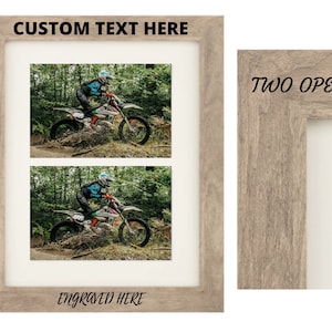 2 Opening Personalized Picture Frame 4&quot;x6&quot; - Grey w/ Mat - Custom Add Your Own Text Photo Frame - Anniversary - Birthday - Wedding - Gift