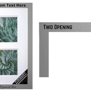2つの開口部を持つパーソナライズされた写真フレーム 5&quot;x7&quot; - グレー マット付き - 独自のテキストを追加できるカスタムフォトフレーム - 記念日 - 誕生日 - 結婚式 - ギフト