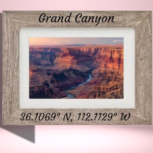 Personalized Coordinates Frame - Natural Wood - Grey - Custom Add Your Own Text Frame - Loved One - Gift for Him Gift for Her 5x7 8x10 11x14