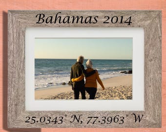 Custom Destination Vacation Frame - Natural Wood - Grey - Custom Add Your Own Text Frame - Loved One - Personalized Gift 5x7 8x10 11x14