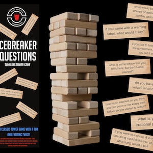 IceBreaker Questions Tumbling Tower Game™ - Family Party Game - Get To Know You Questions - Dinner Party Game - Conversation Starter - Fun