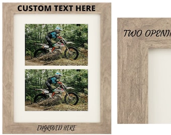 2 Opening Personalized Picture Frame 4&quot;x6&quot; - Grey w/ Mat - Custom Add Your Own Text Photo Frame - Anniversary - Birthday - Wedding - Gift