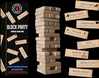 Block Party - Tumbling Tower Drinking Game™ | Tipsy Fun - Bachelorette Party Game - Gift - Tumbling Tower - Custom Funny Adult Drunk Game -