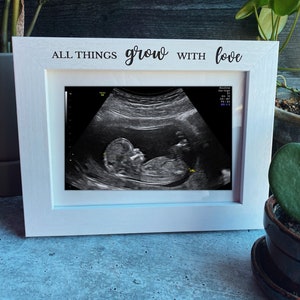 Baby Sonogram Picture Frame - Ultrasound Picture Frame - Baby Announcement - Ultrasound Gift - All Things Grow With Love - Baby Shower Gift