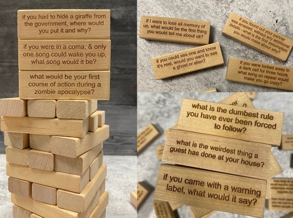 Jenga drinking game - though i'm sure you can put whatever you want..