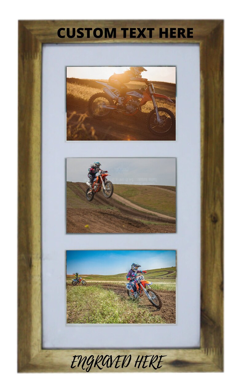 3 Opening Personalized Picture Frame 5"x7" - Wood w/ Mat - Custom Add Your Own Text Photo Frame - Anniversary - Birthday - Wedding - Gift image 5