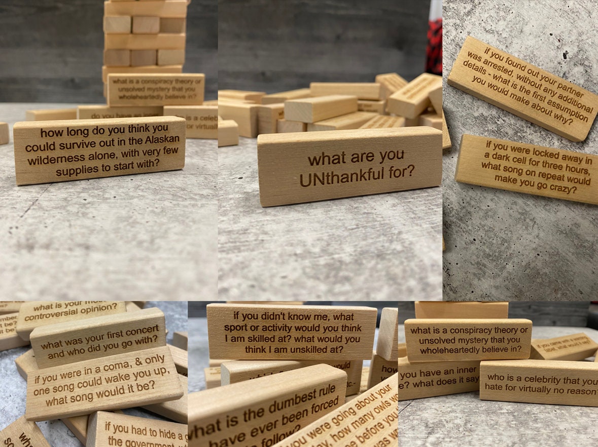 IceBreaker Questions Tumbling Tower Game™ - Family Party Game - Get To Know You Questions - Dinner Party Game - Conversation Starter - Fun