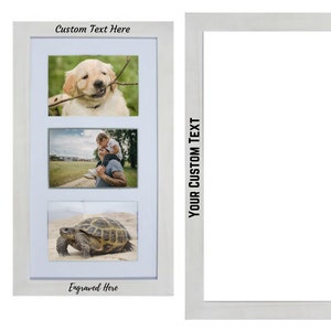 3 Opening Personalized Picture Frame 5&quot;x7&quot; - White w/ Mat - Custom Add Your Own Text Photo Frame - Anniversary - Birthday - Wedding - Gift