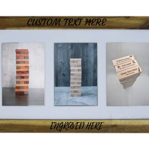 3 Opening Personalized Picture Frame 5"x7" - Wood w/ Mat - Custom Add Your Own Text Photo Frame - Anniversary - Birthday - Wedding - Gift image 2