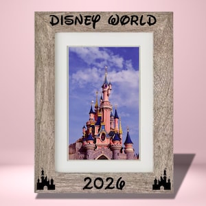 Personalized DisneyWorld Frame - Natural Wood - Grey - Custom Add Your Own Text Photo Frame - Dog Gift - Pet Frame Custom Pet 5x7 8x10 11x14