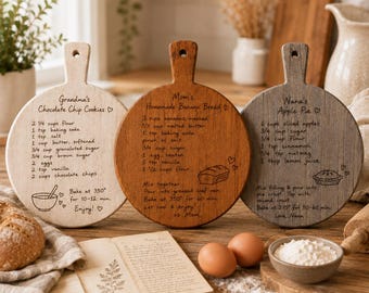 Personalized Recipe Cutting Board, Handwritten Recipe Engraved Kitchen Gift, Custom Family Recipe Gift, Grandma's Recipe, Mother's Day Gift