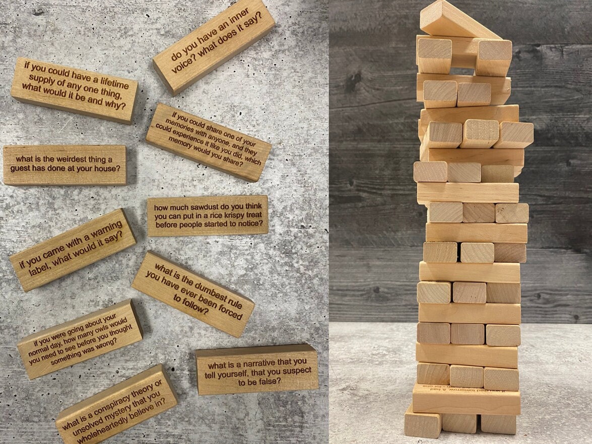 IceBreaker Questions Tumbling Tower Game™ - Family Party Game - Get To Know You Questions - Dinner Party Game - Conversation Starter - Fun