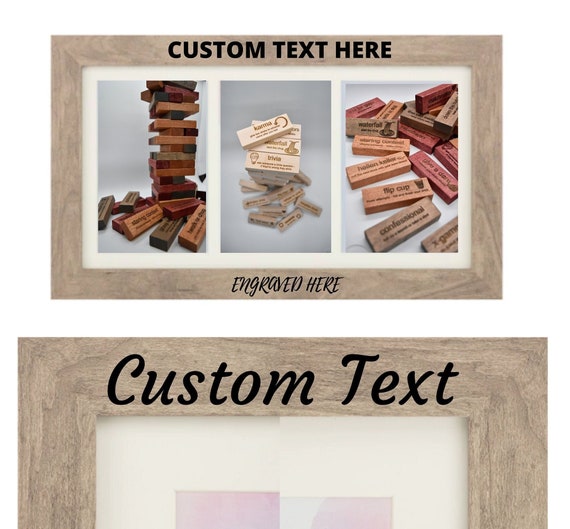 3 Opening Personalized Picture Frame 4"x6" - Grey or w/ Mat - Custom Add Your Own Text Photo Frame - Anniversary - Birthday - Wedding