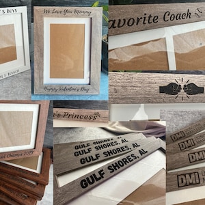 Personalized Picture Frame Natural Wood Grey Custom Add Your Own Text Photo Frame Anniversary Birthday Wedding 5x7 8x10 11x14 image 2