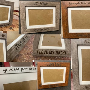 3 Opening Personalized Picture Frame 5"x7" - Wood w/ Mat - Custom Add Your Own Text Photo Frame - Anniversary - Birthday - Wedding - Gift image 3