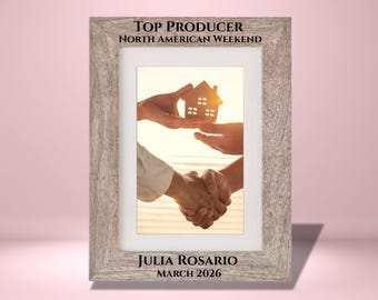 Top Producer Personalized Picture Frame - Natural Wood - Grey - Real Estate Office Gift Reality Frame Professional Employee Recognition