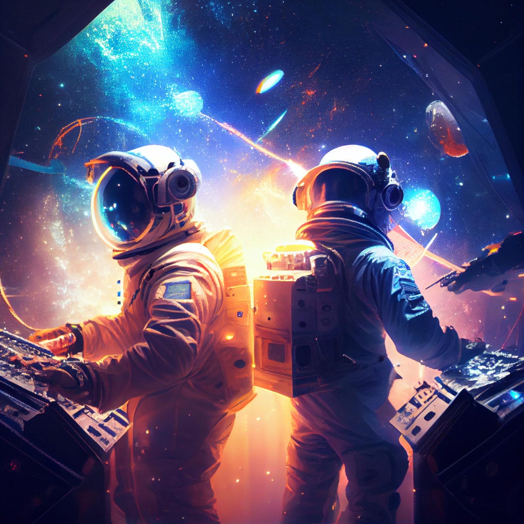 Digital Astronaut Dance Party - Wall Art Space Canvas - Gift for Him ...