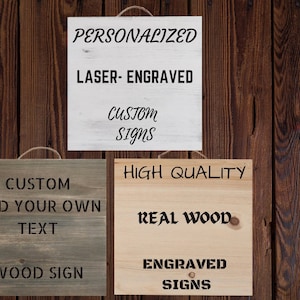 Custom fügen Sie Ihren eigenen Text Zeichen - 10 &quot;x 10&quot; Holz - natürlich - grauwäsche - weiß - personalisiertes Logo Holzschild Dekor lustige Housewarming Geschenk