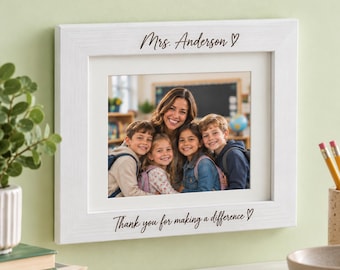 Personalized Teacher Picture Frame, Teacher Appreciation Gift, Custom Engraved Teacher Frame, End of Year Teacher Gift, Thank You Teacher