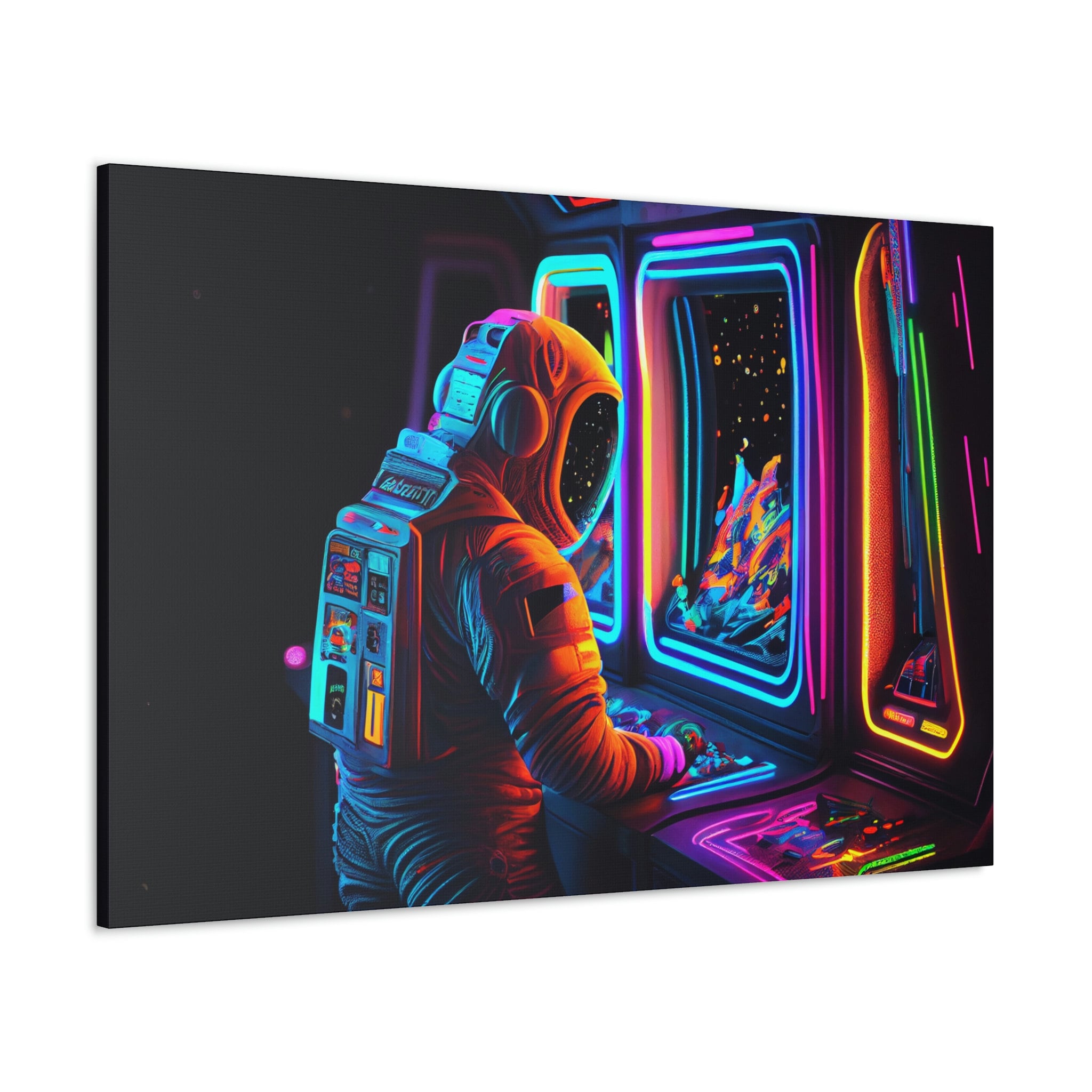 Astronaut Neon Arcade - Wall Art Space Canvas - Gift for Him Gift for ...