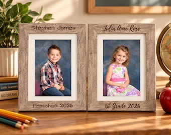 Personalized School Picture Frame, Custom Kids Name Frame, Engraved Yearbook Photo Frame, Preschool Kindergarten First Day of School Gift